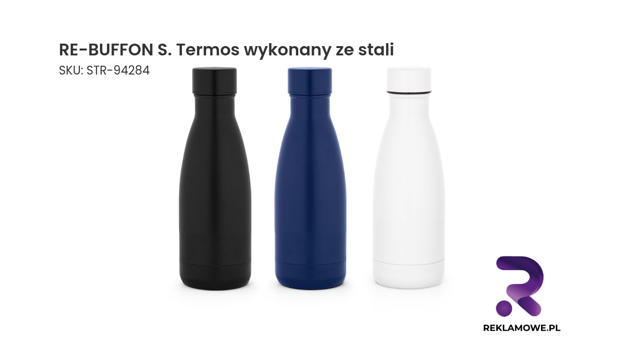 RE-BUFFON S. Termos wykonany ze stali nierdzewnej pochodzącej w 90% z recyklingu o pojemności 400 ml Termos RE-BUFFON S wykonany ze stali