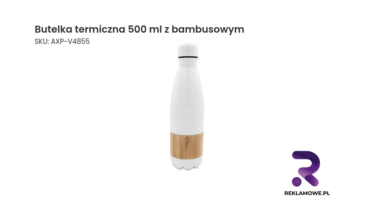 Butelka termiczna 500 ml z bambusowym elementem | Blake Butelka termiczna 500 ml z bambusowym wykończeniem