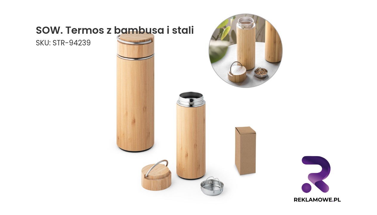 SOW. Termos z bambusa i stali nierdzewnej 440 ml SOW termos z bambusa i stali nierdzewnej