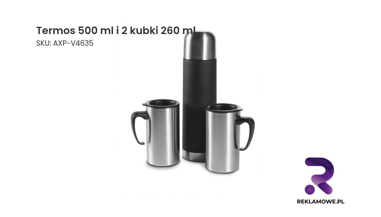 Termos 500 ml i 2 kubki 260 ml Termos 500 ml i 2 kubki 260 ml – zestaw turystyczny