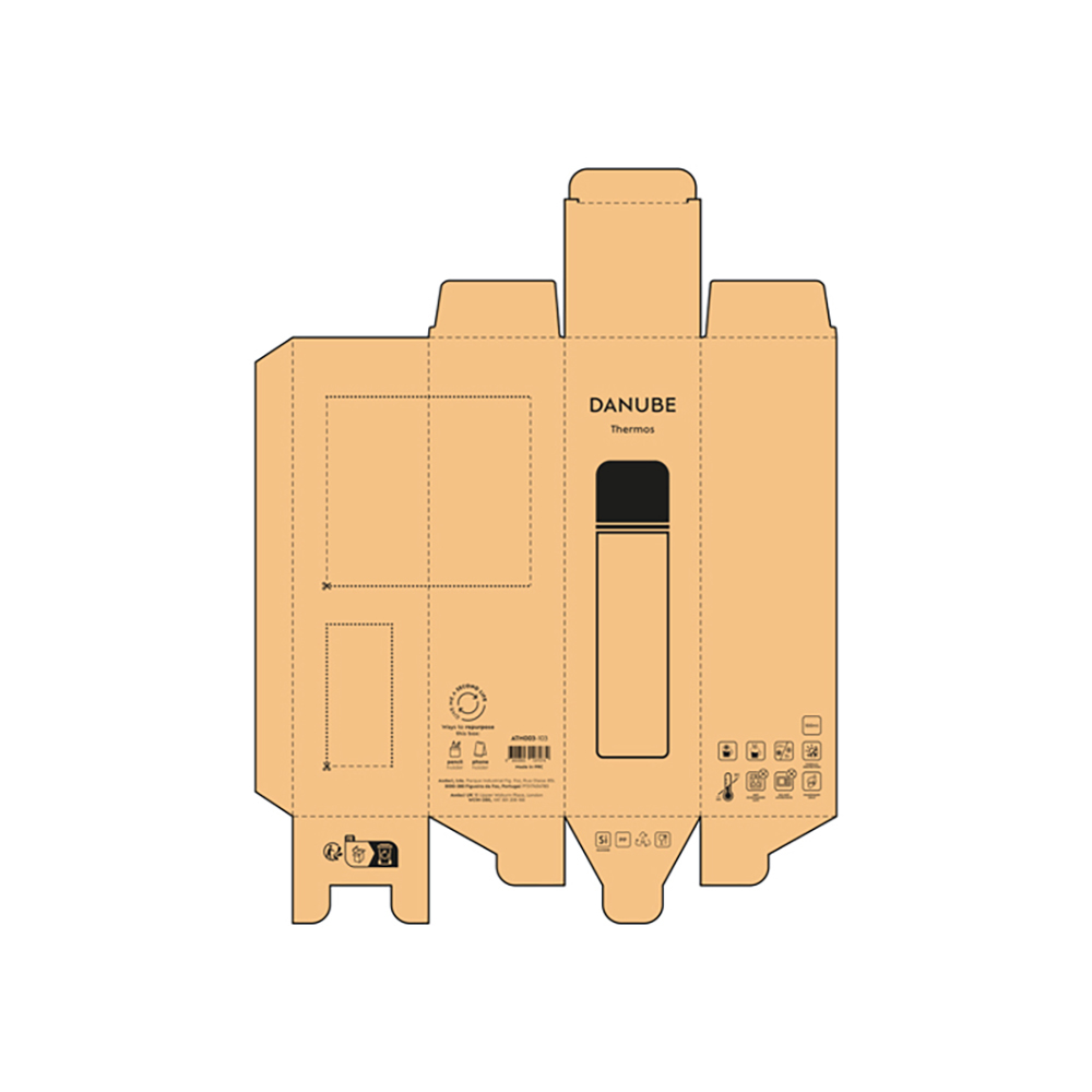 Termos reklamowy termos danube z recyklingu stali nierdzewnej 500 ml ATH003-box2D Termos Danube z recyklingu stali nierdzewnej 500 ml ATH003-box2D